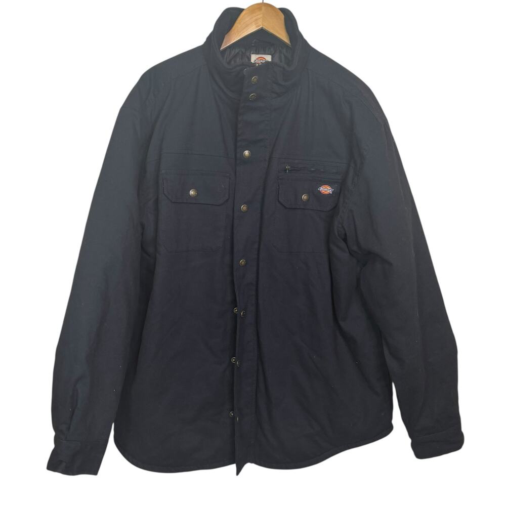 Dickies Work Wear Size XL Black 100% Cotton Quilted Lined Zip Up Jacket